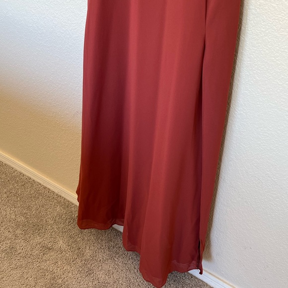 David’s Bridal | Cinnamon Chiffon High-Neck A-Line Dress - Picture 7 of 11